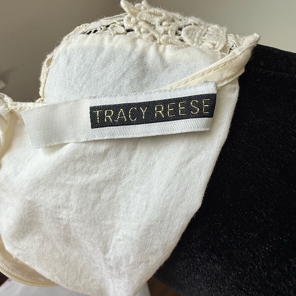 Tracy Reese Ivory Lace Blouse XS/S | Romantic Boho V-Neck Top - Picture 9 of 12